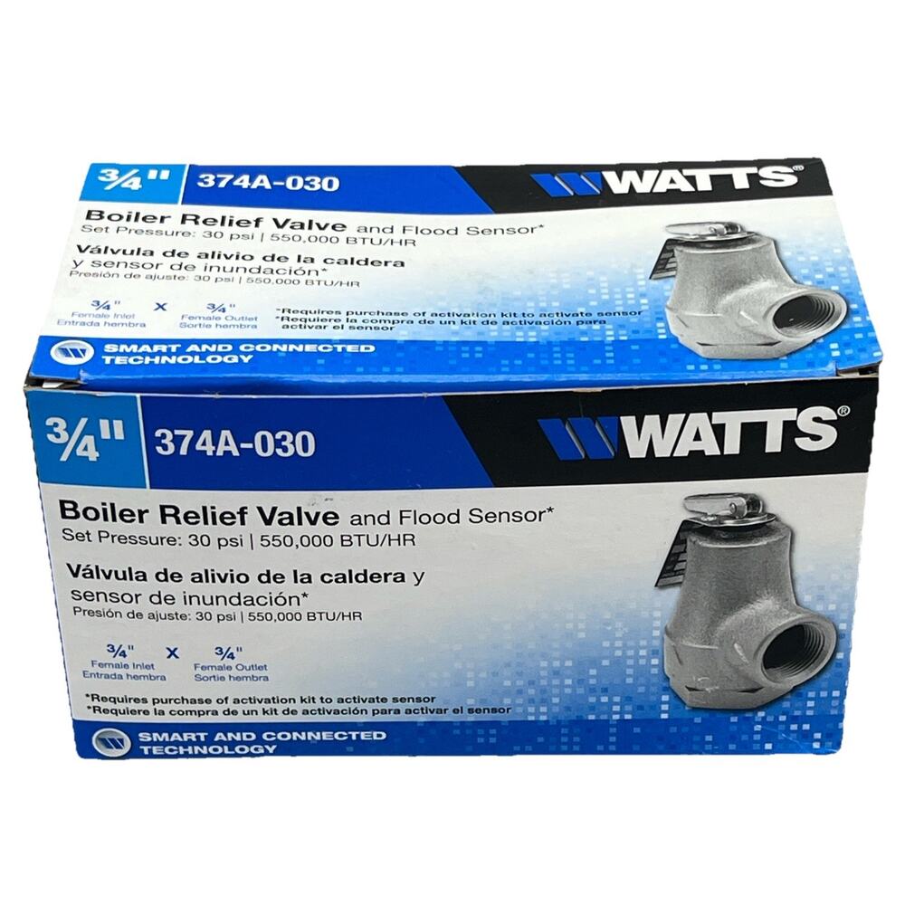 Watts 3/4" Bronze Boiler Pressure Relief Valve and Flood Sensor 374A-030. {105}.